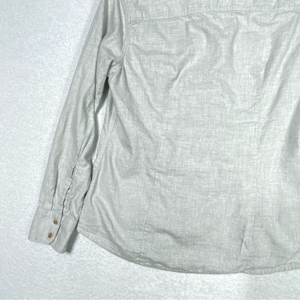 Eddie Bauer Button Down Shirt Womens PM Gray Collared Long Sleeve Pockets Casual - Picture 10 of 16